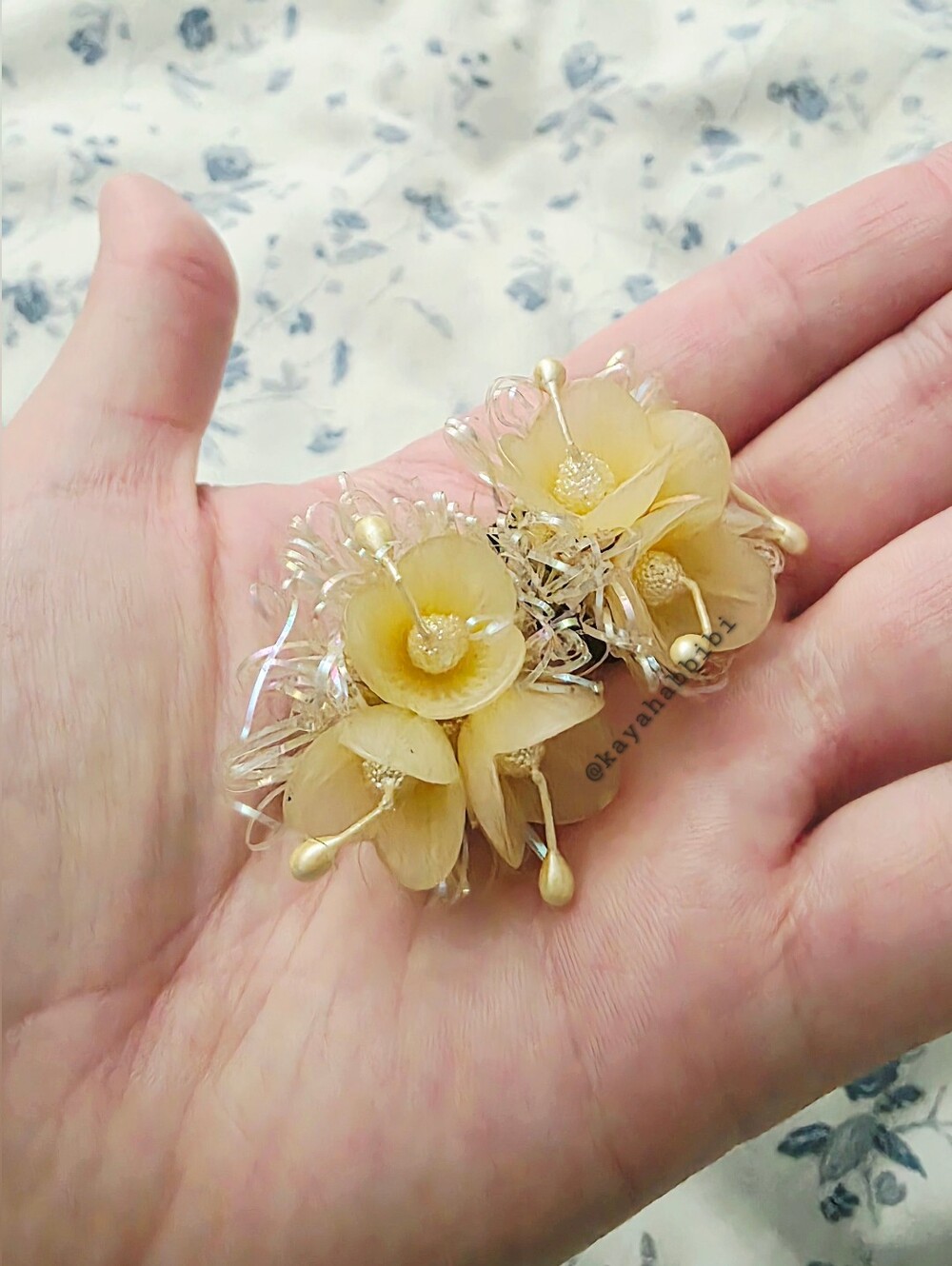 Vintage 1950's Signed Western Germany Lucite Flower Cluster Clip-On Earrings EUC